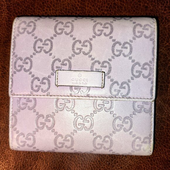 Gucci Lilac GG Guccissima Leather Tri-fold Square Wallet. EUC - Picture 1 of 9